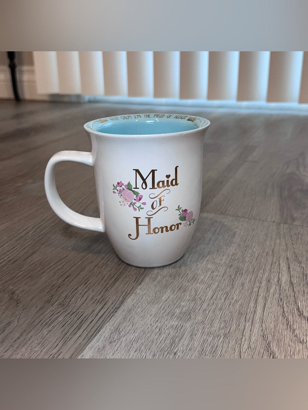 Maid of Honor Coffee Cup Mug Aqua Gold Engagement Wedding 10 Strawberry Street